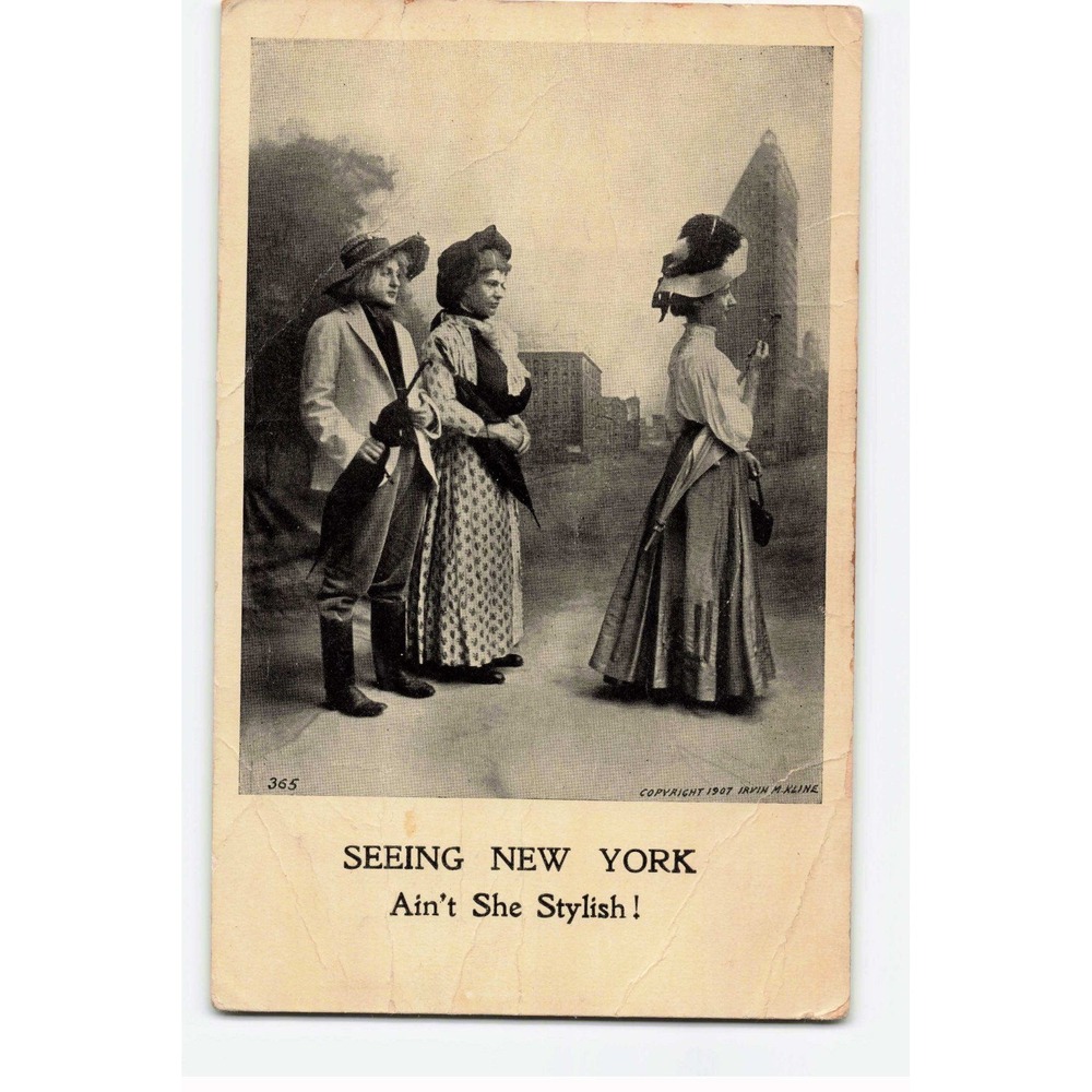 Vintage 1907 Seeing New York Aint She Stylish Flatiron Building Postcard VG